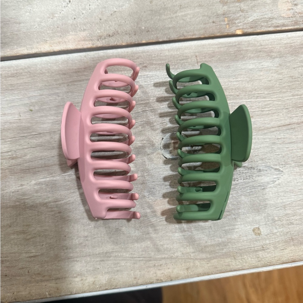 Pink and Green Hair Claw Clips